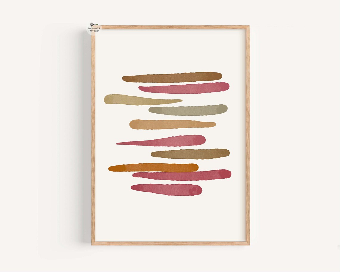 Abstract Watercolor Brushstrokes Print Boho Minimalist Decor