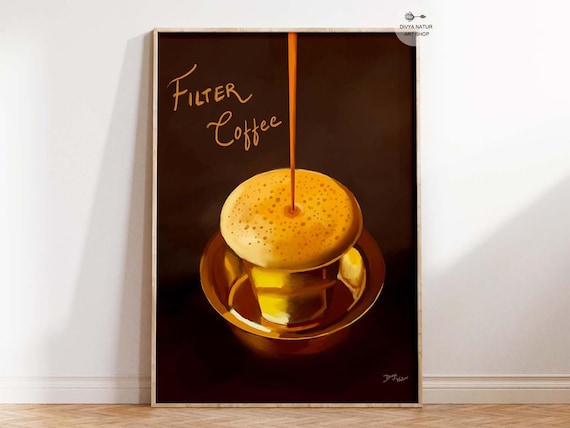 Hot South Indian Filter Coffee Brass Dabara Kitchen Art Print