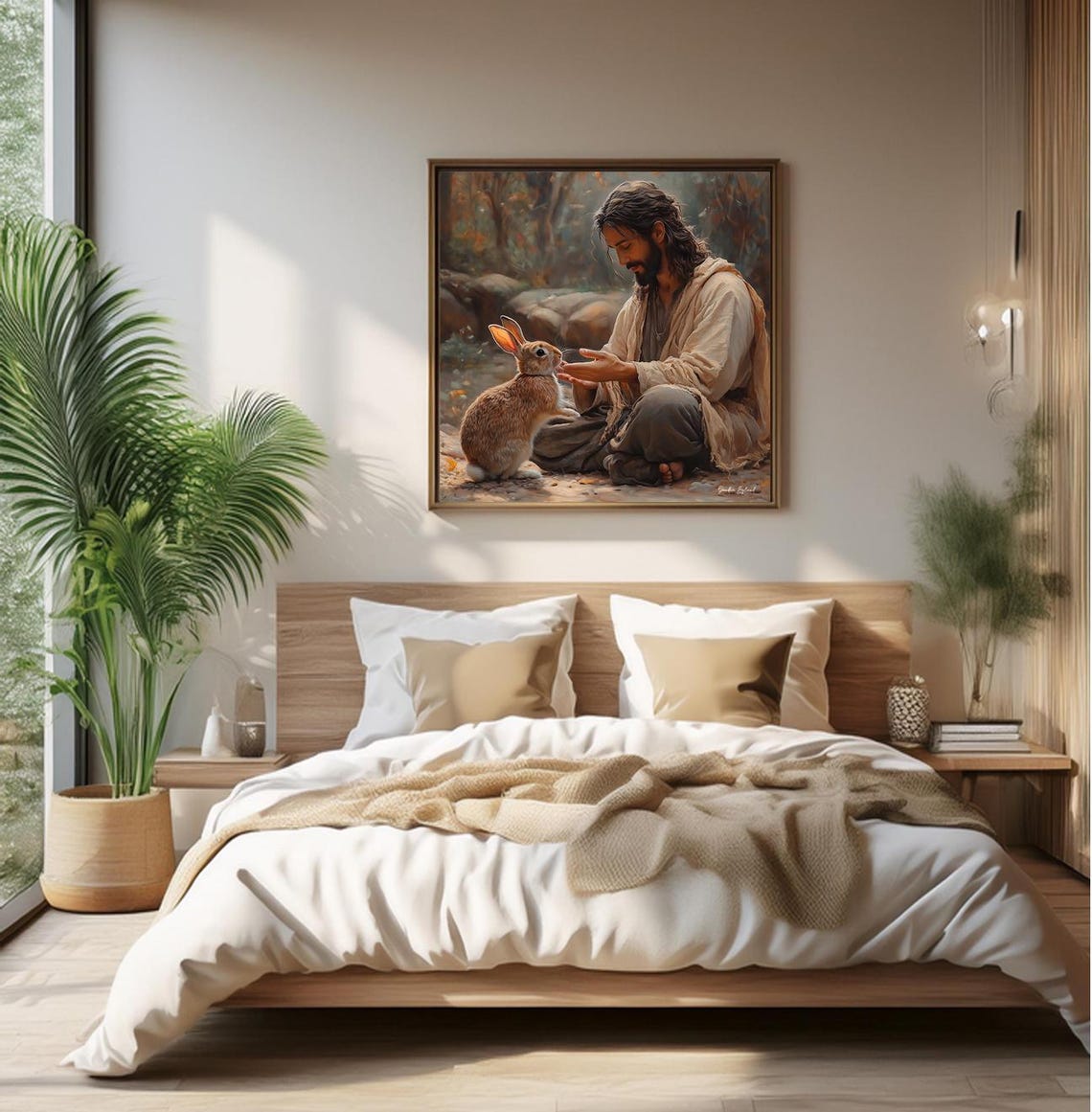 Jesus And Bunny, Christian Nursery Art Print - Image 5