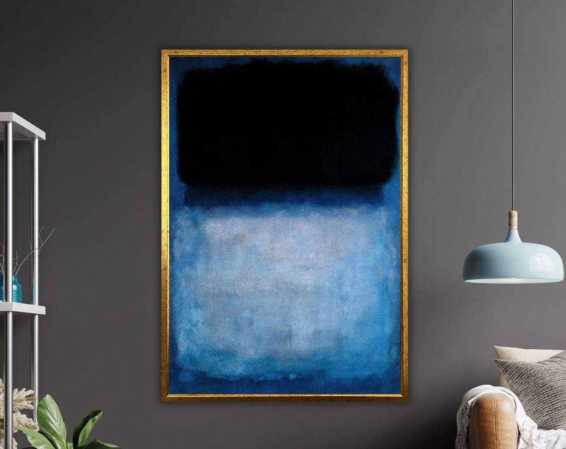 Black Blue Abstract Color Field Rothko Inspired Moody Art Poster