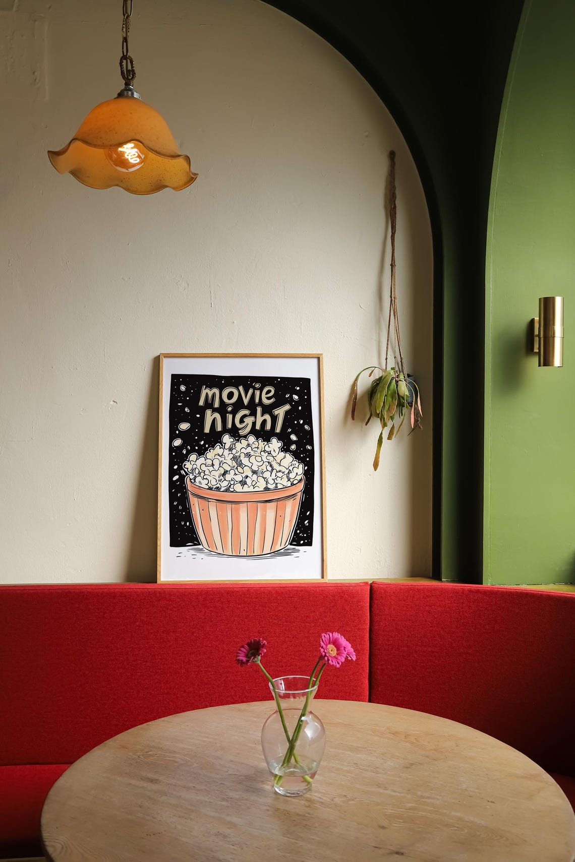 Movie Night Popcorn Bucket Fun Hand Drawn Home Cinema Poster - Image 4