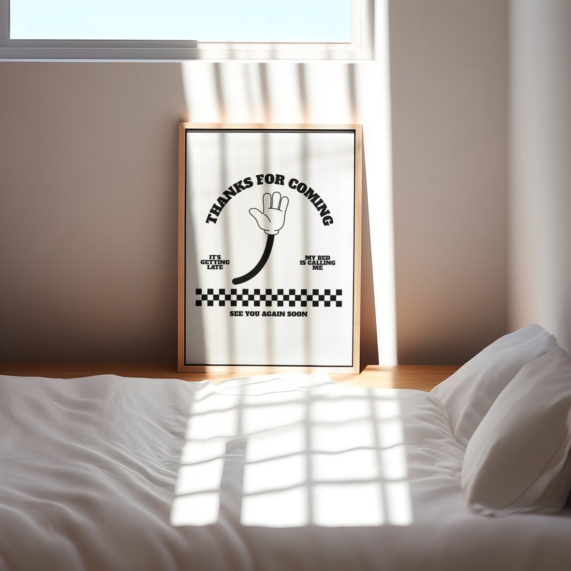 Thanks For Coming Funny Bedtime Quote Retro Character Poster - Image 2