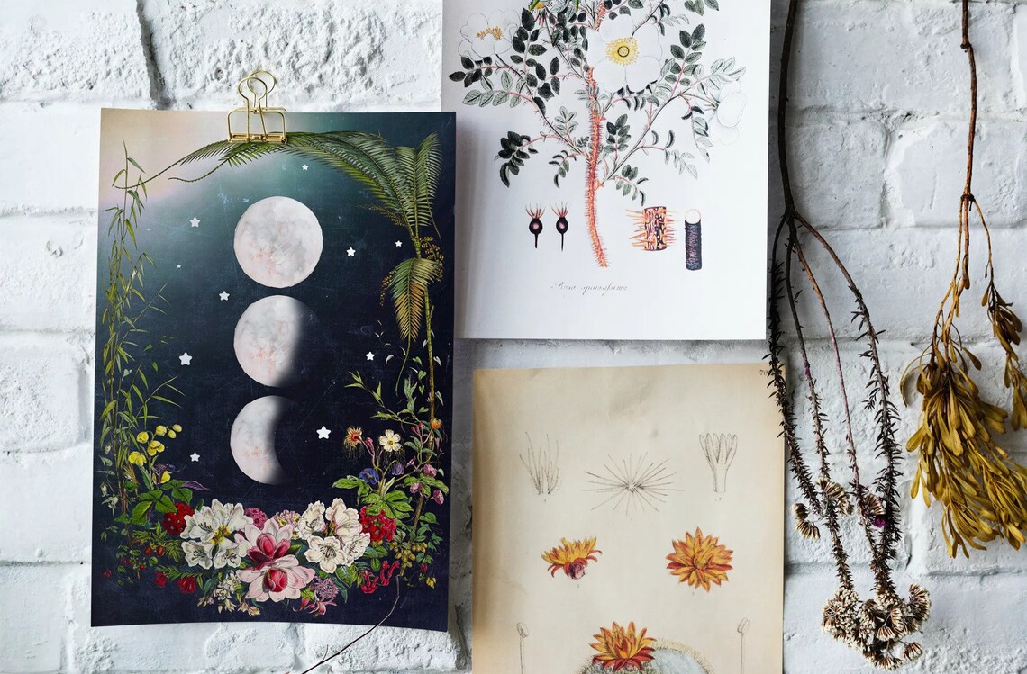 Floral Moon Phases Art Print, Boho Celestial - Image 2