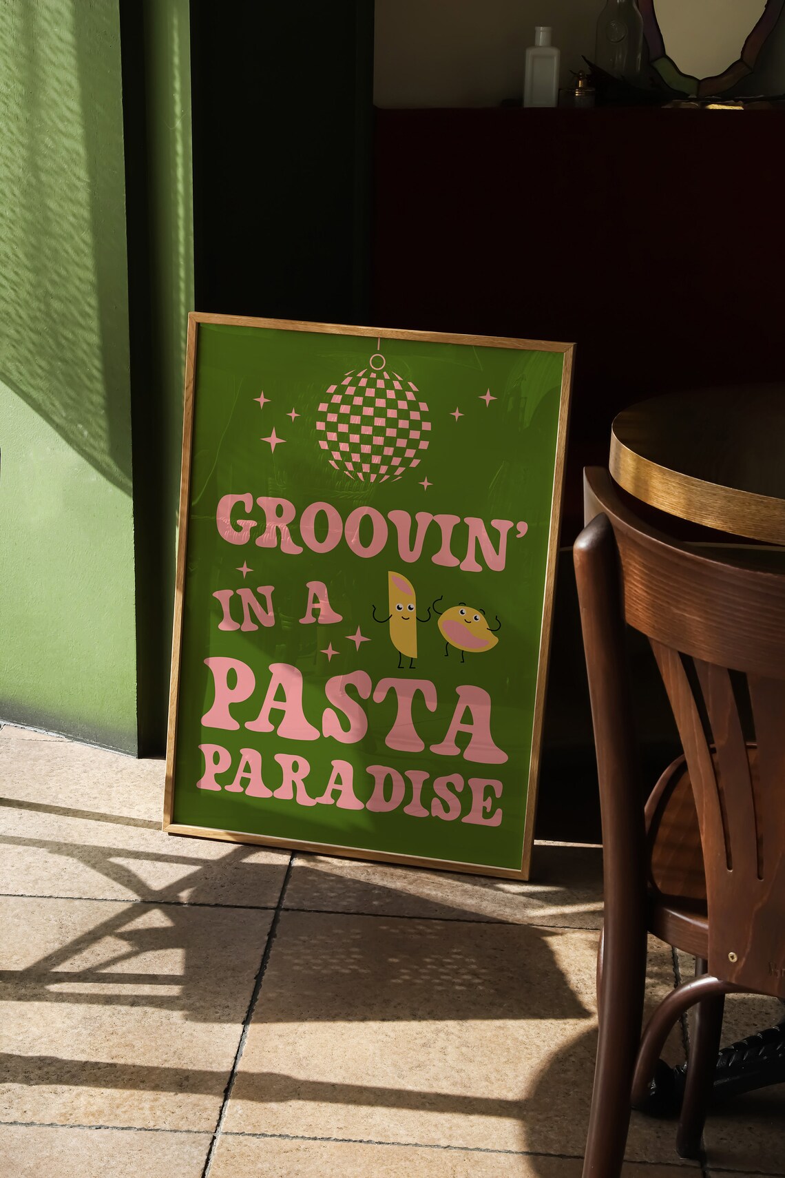 Groovin In A Pasta Paradise Funky Retro Kitchen Print - Image 4
