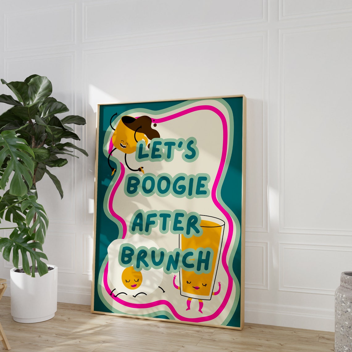 Lets Boogie After Brunch Retro Kitchen Character Breakfast Poster - Image 2