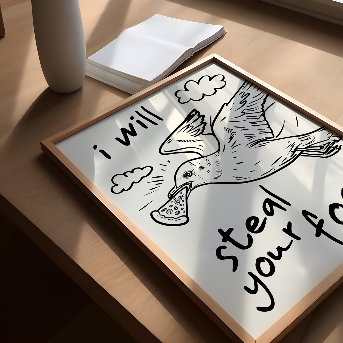 Funny Seagull Kitchen Poster, Retro Foodie Art - Image 3