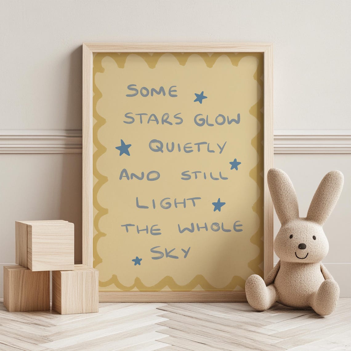 Cute Stars Hand Drawn Typography Print Whimsical Star Wall Art Soft Pastel Poster Gentle Night Affirmation Trendy Quote Decor - Image 2