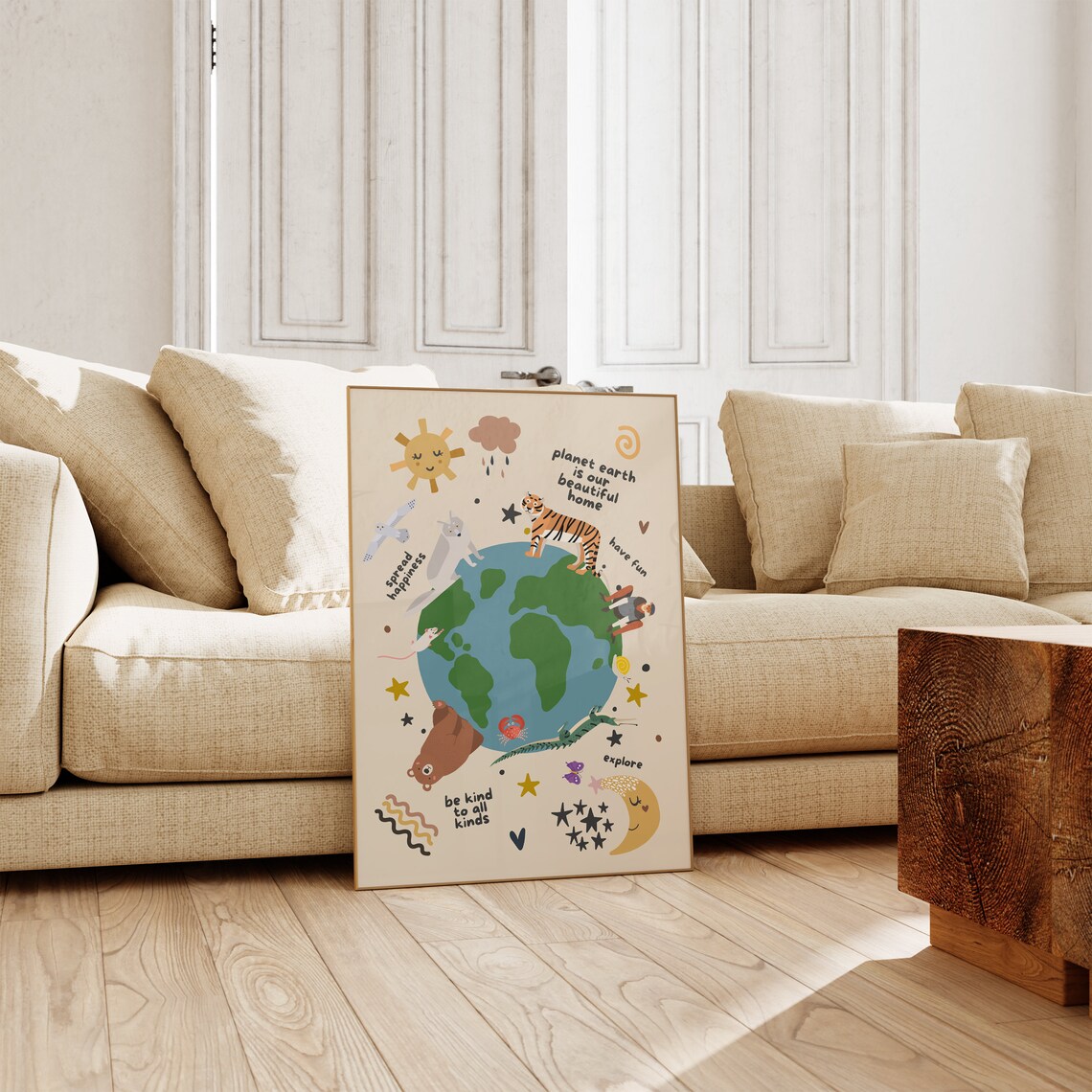 Animals Planet Earth Kids Art Print, Boho Nursery - Image 2