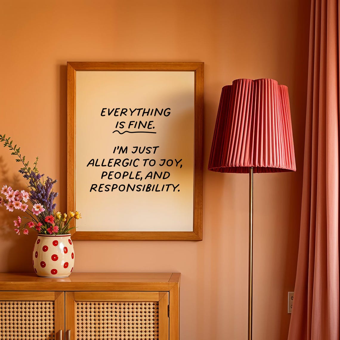 Funny Sarcastic Quote Print Everything Is Fine Poster Antisocial Humour Art Introvert Office Decor Relatable Pessimistic Cynical - Image 2