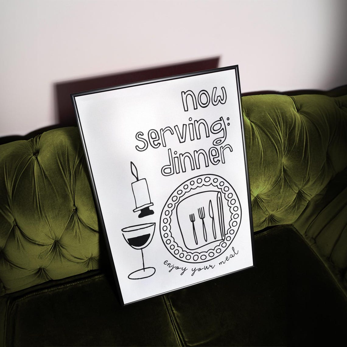 Now Serving Dinner Enjoy Your Meal Kitchen Doodle Art Poster - Image 2