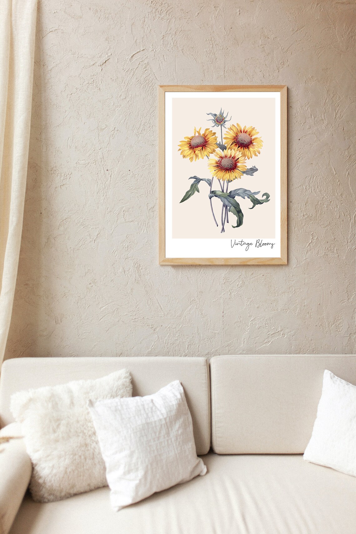 Vintage Sunflowers Botanical Art Print, Rustic Boho Decor - Image 2
