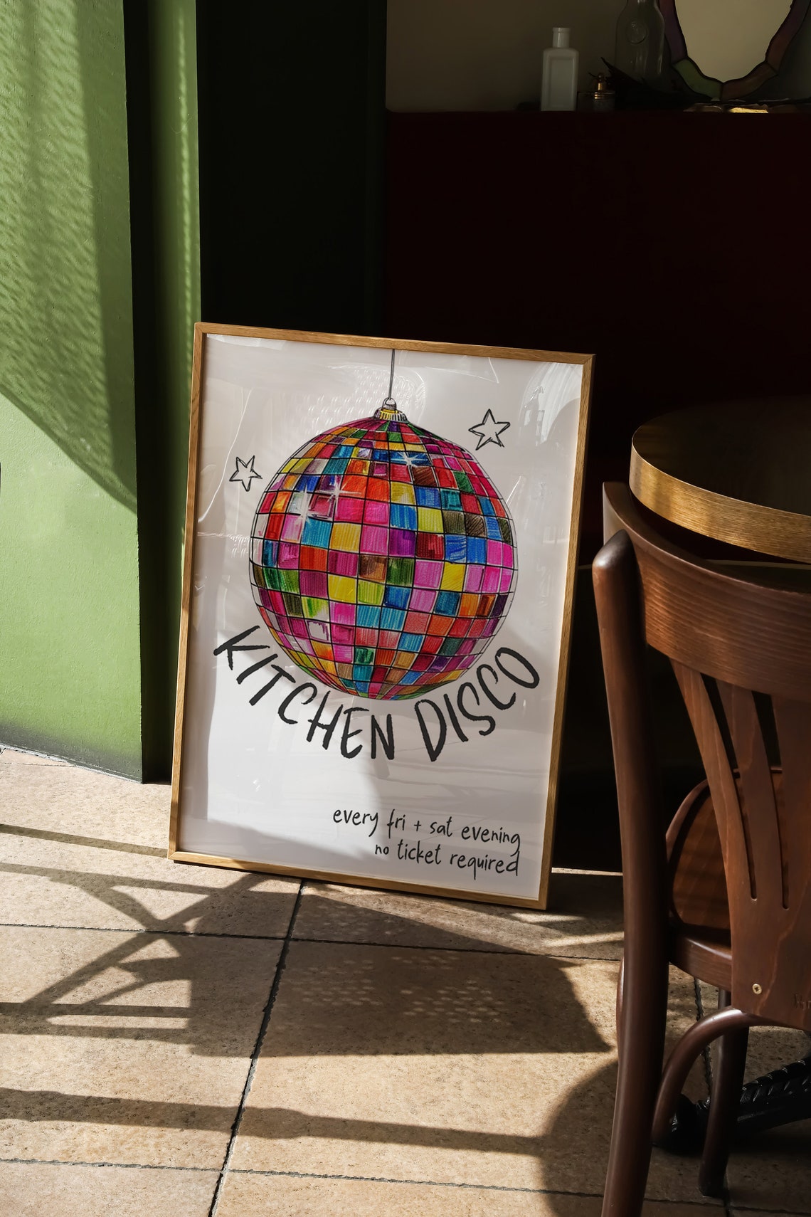 Kitchen Disco Ball Colorful Groovy Retro Kitchen Fun Party Poster - Image 3