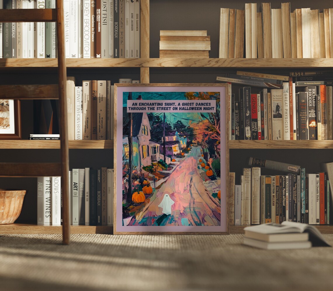 Magical Halloween Cute Ghost Poster, Cottagecore Fall Art - Image 3