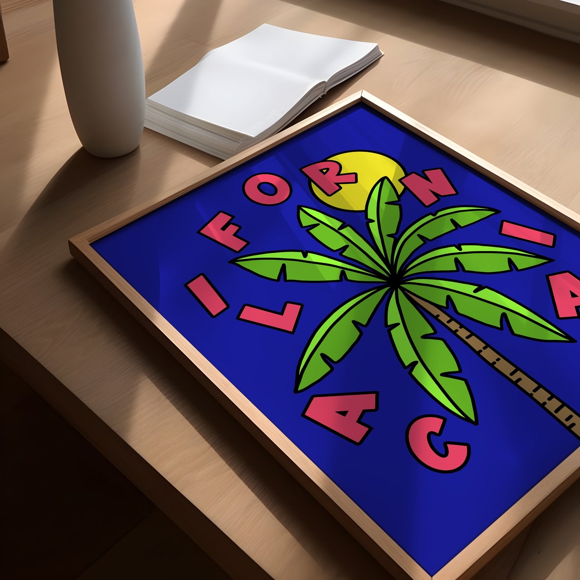California Palm Tree Sun Bold Pop Art Retro Travel Fun Poster - Image 3