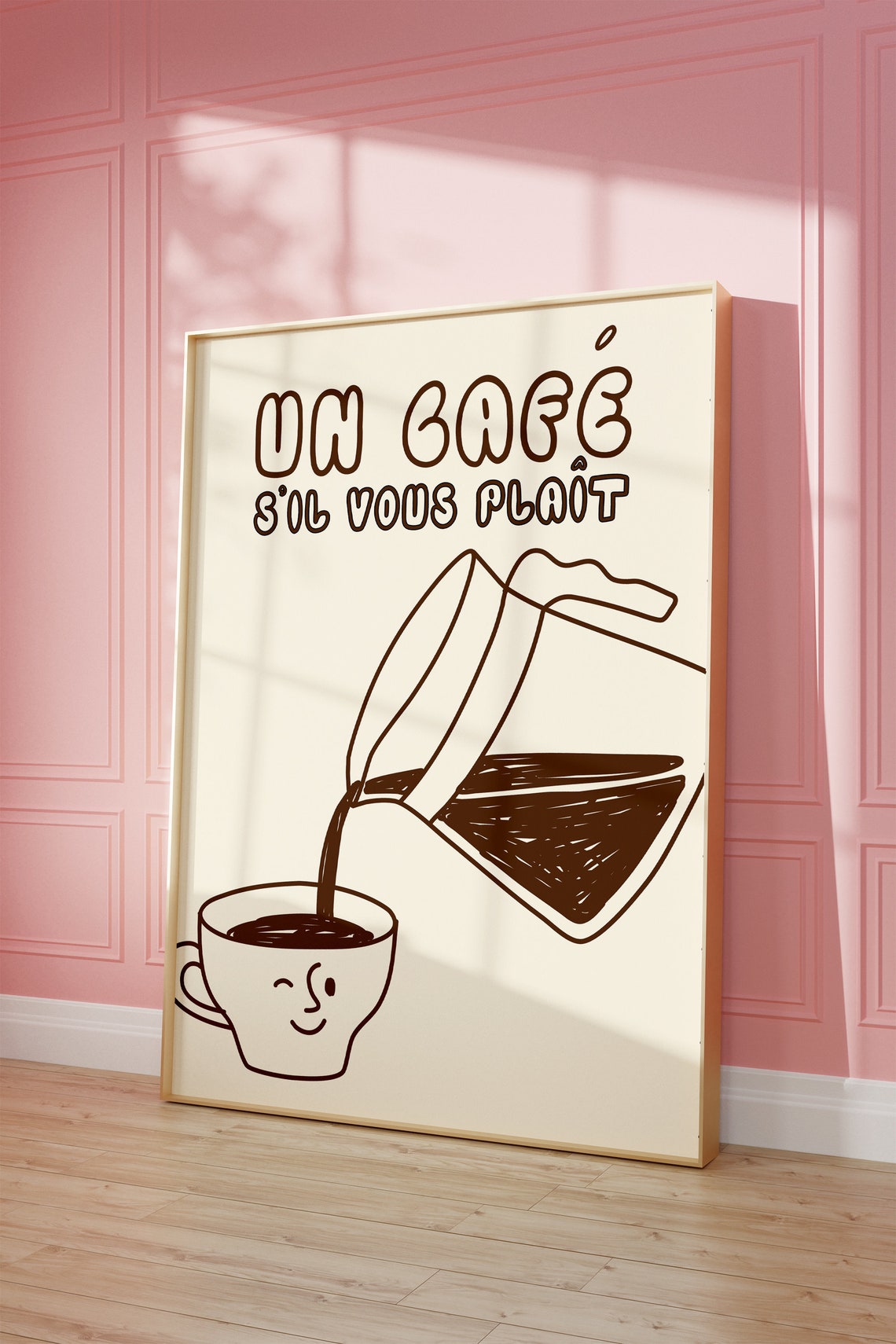 Un Cafe Sil Vous Plait French Coffee Pour Doodle Kitchen Print - Image 2