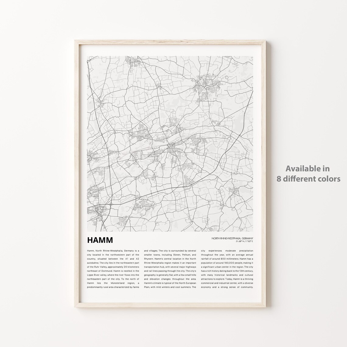 Hamm Germany North Rhine-Westphalia Minimalist City Map Wall Poster