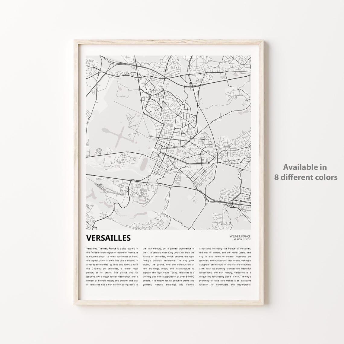 Versailles Minimalist City Map Wall Decor Yvelines France Poster