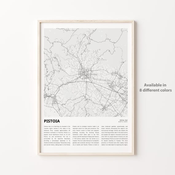 Pistoia Italy City Street Map Minimalist Tuscan Travel Poster