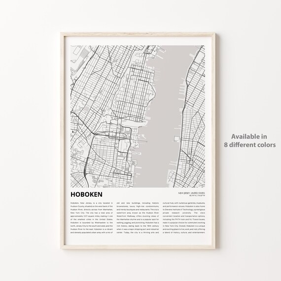 Hoboken New Jersey Minimalist City Street Map Modern Decor Poster