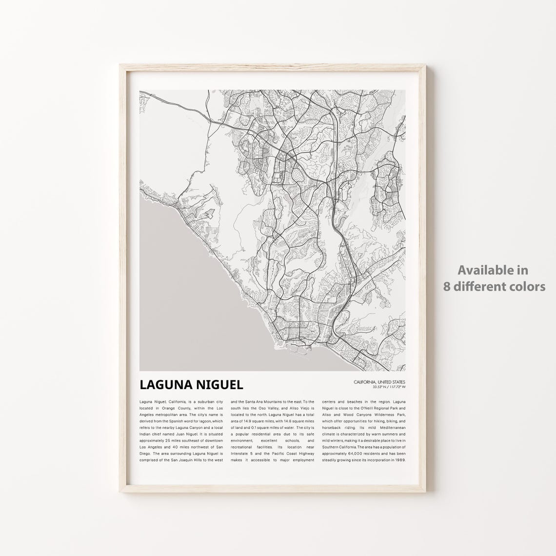 Laguna Niguel Map Print Travel Wall Decor Art Housewarming Gift