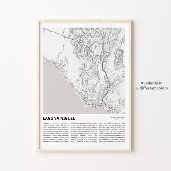Laguna Niguel Map Print Travel Wall Decor Art Housewarming Gift