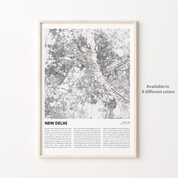 New Delhi India Minimalist City Street Map Capital Travel Gift Poster