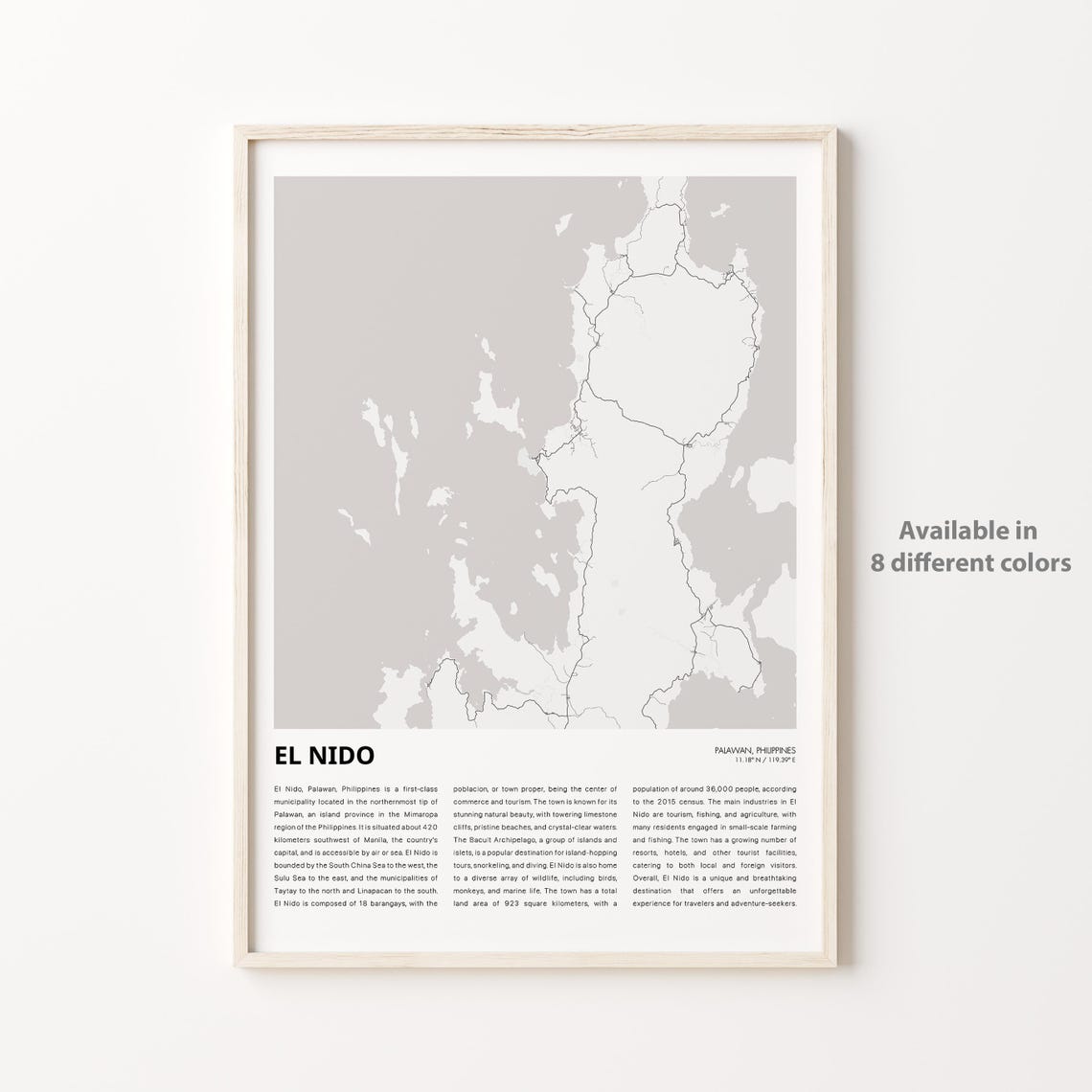 El Nido Palawan Philippines Minimalist Coastal Map Travel Poster