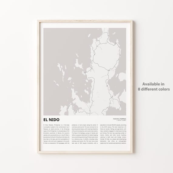 El Nido Map Print Travel Wall Decor Art Palawan Housewarming Gift