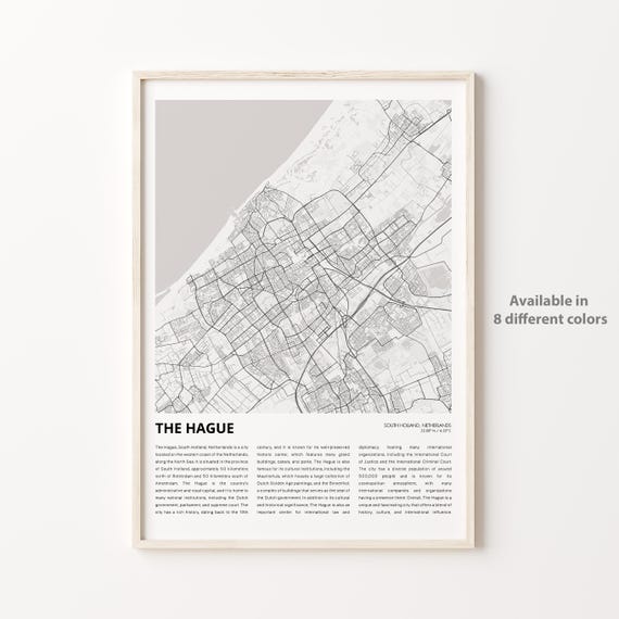 The Hague Netherlands Capital City Map Minimalist Line Art Poster