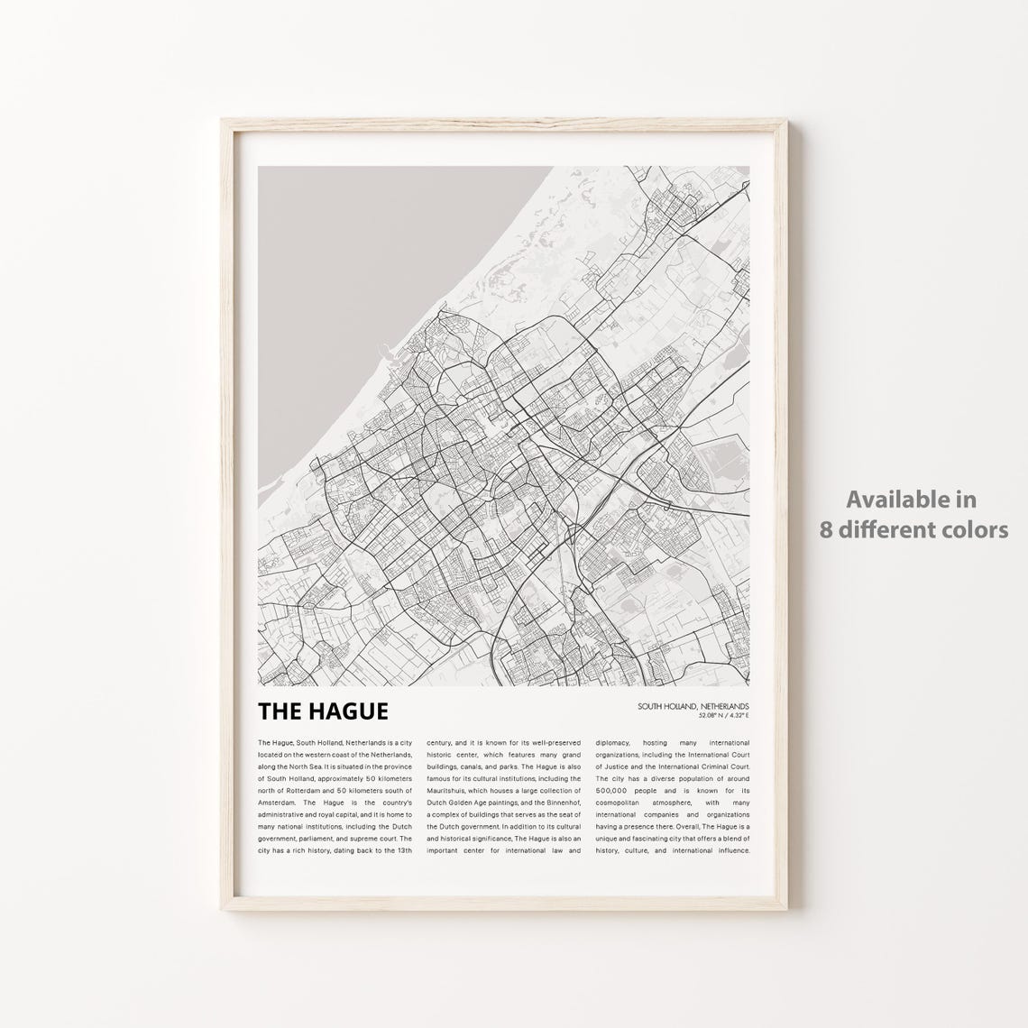 The Hague Netherlands Capital City Map Minimalist Line Art Poster