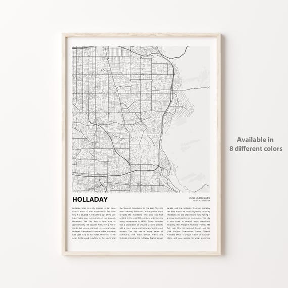 Holladay Map Print Travel Wall Decor Art Utah Housewarming Gift