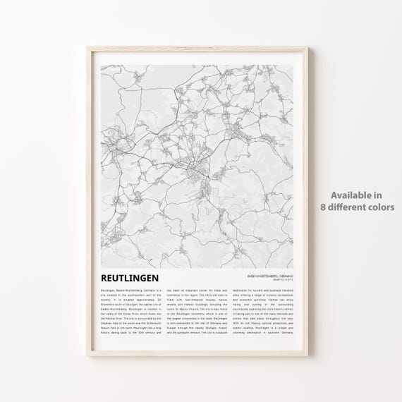 Reutlingen Germany Minimalist City Map Travel Guide Art Poster