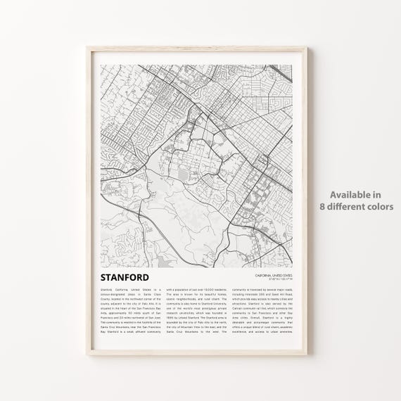Stanford California USA Map Minimalist Line University Town Poster