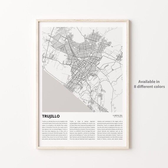 Trujillo Peru Minimalist Black and White City Map Art Poster