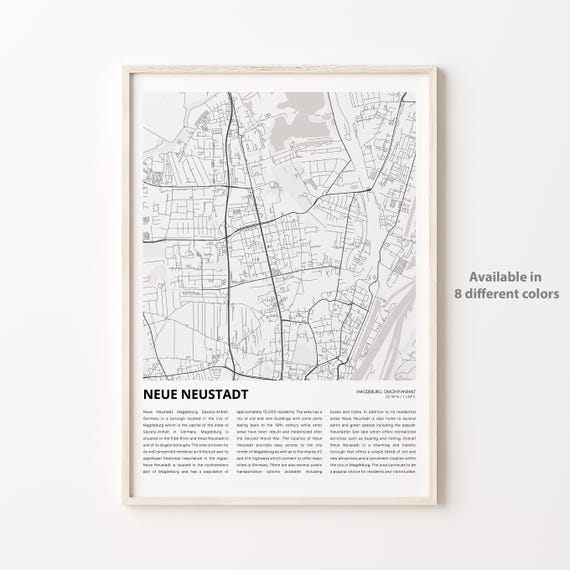 Neue Neustadt Map Print Travel Wall Decor Art Saxonyanhalt Housewarming Gift