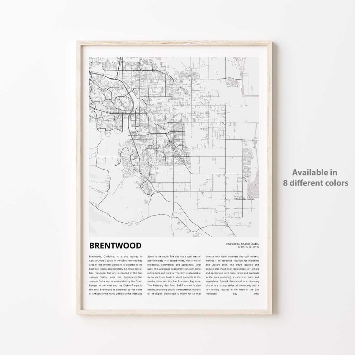 Brentwood Map Print Travel Wall Decor Art Housewarming Gift