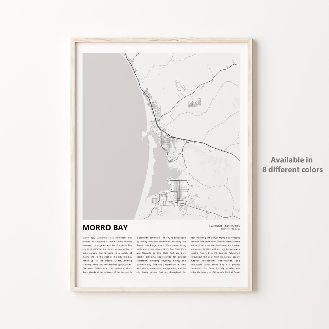 Morro Bay Map Print Travel Wall Decor Art Housewarming Gift