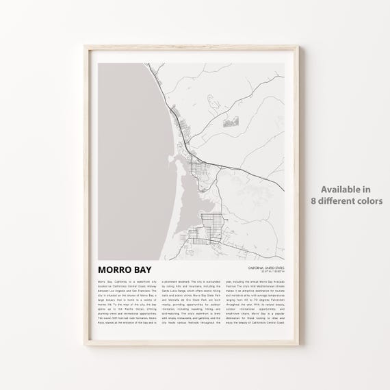 Morro Bay Map Print Travel Wall Decor Art Housewarming Gift