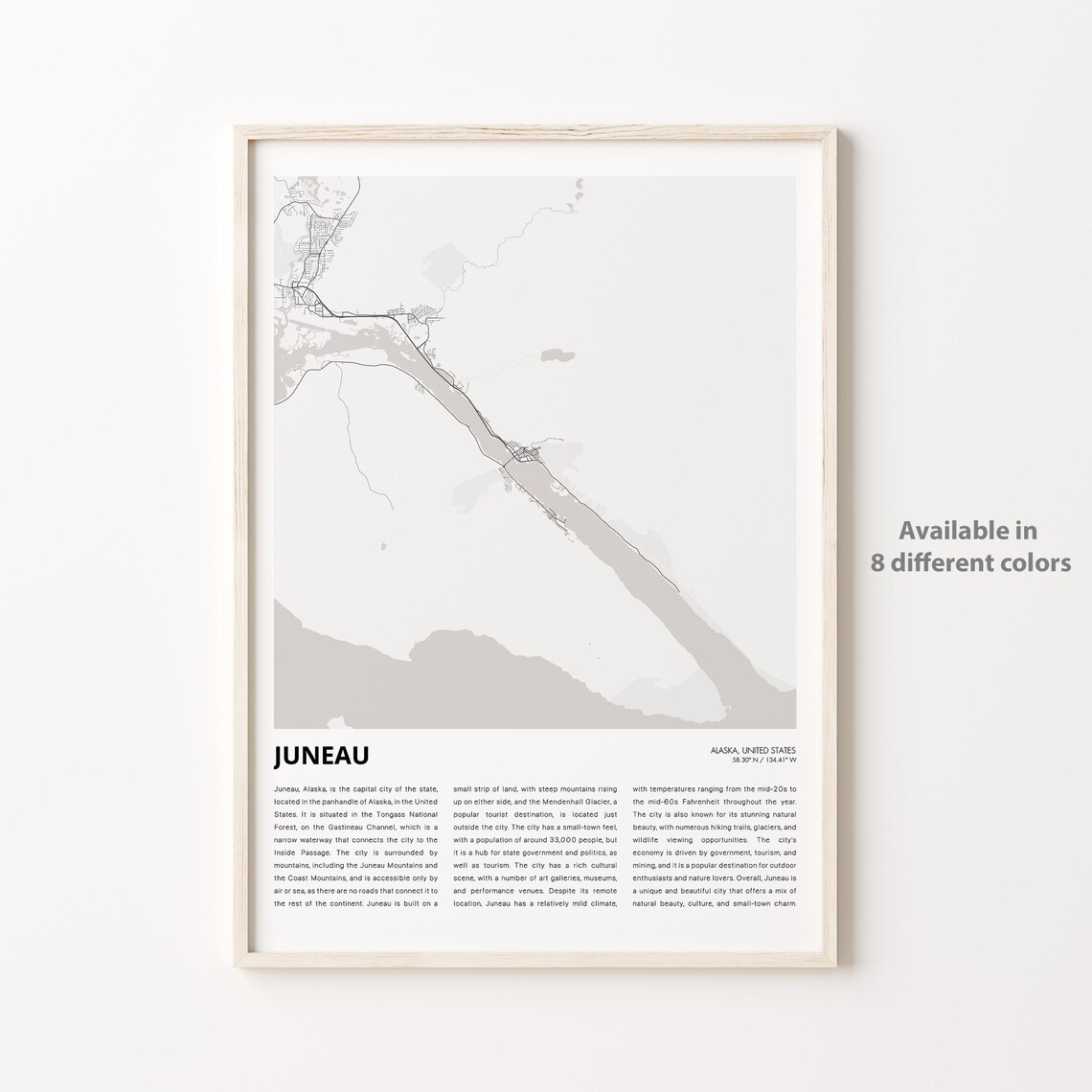 Juneau Alaska Capital City Minimalist Street Map Travel Poster