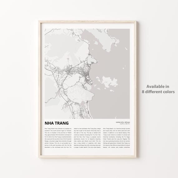 Nha Trang Map Print Travel Wall Decor Art Khnh Ha Housewarming Gift