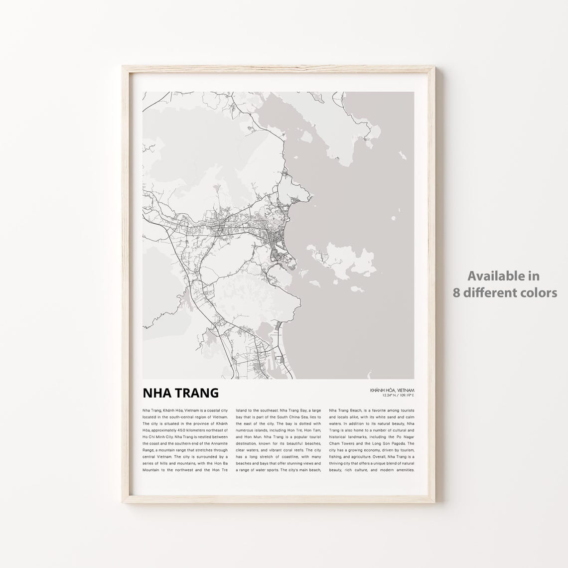 Nha Trang Map Print Travel Wall Decor Art Khnh Ha Housewarming Gift