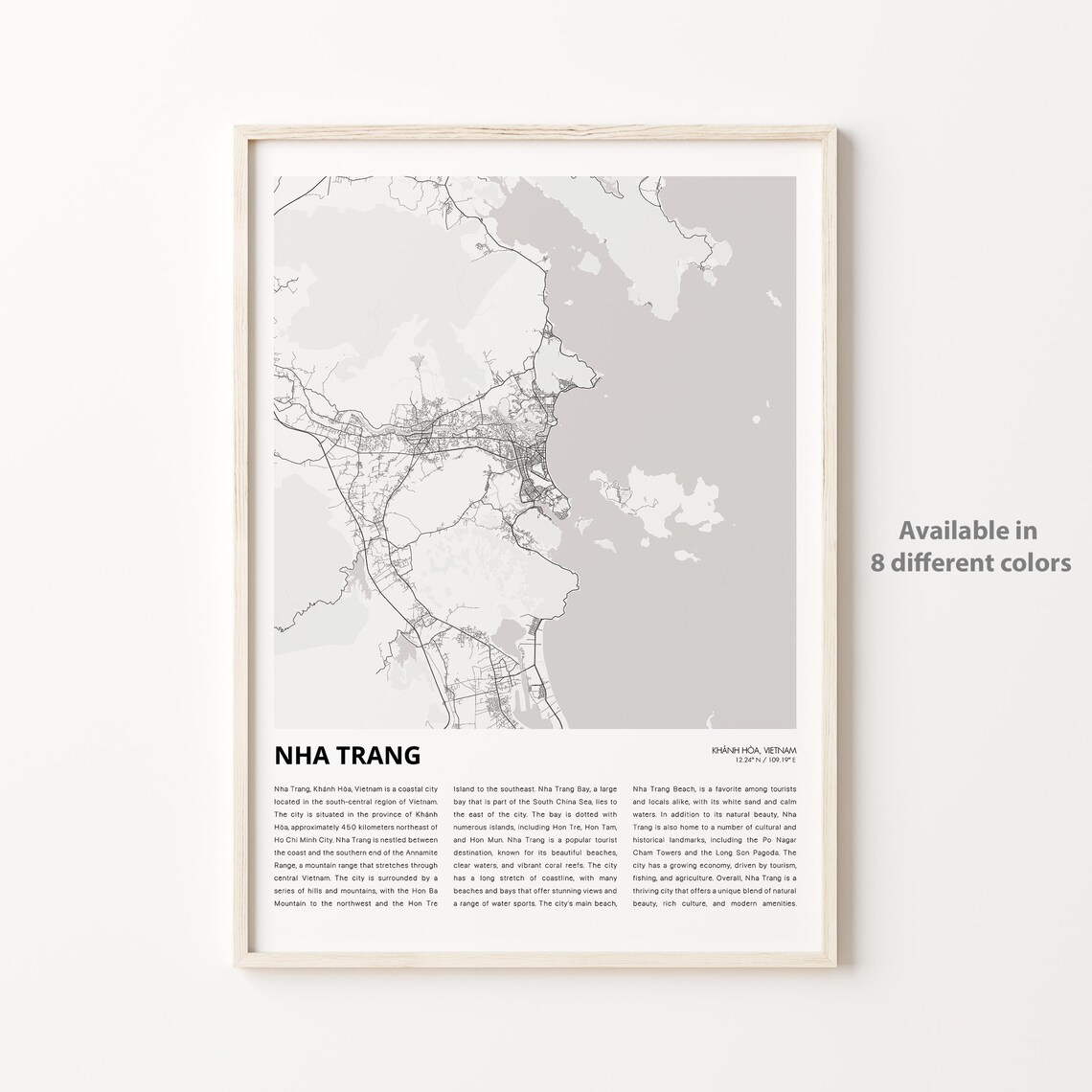 Nha Trang Vietnam Coastal City Street Map Minimalist Travel Poster