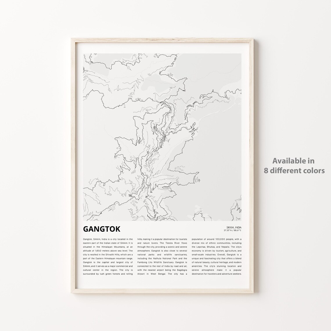 Gangtok Sikkim India Himalayan City Street Map Minimalist Art Print