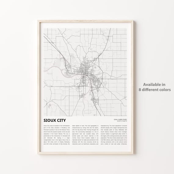 Sioux City Minimalist City Map Wall Decor Iowa United States Poster