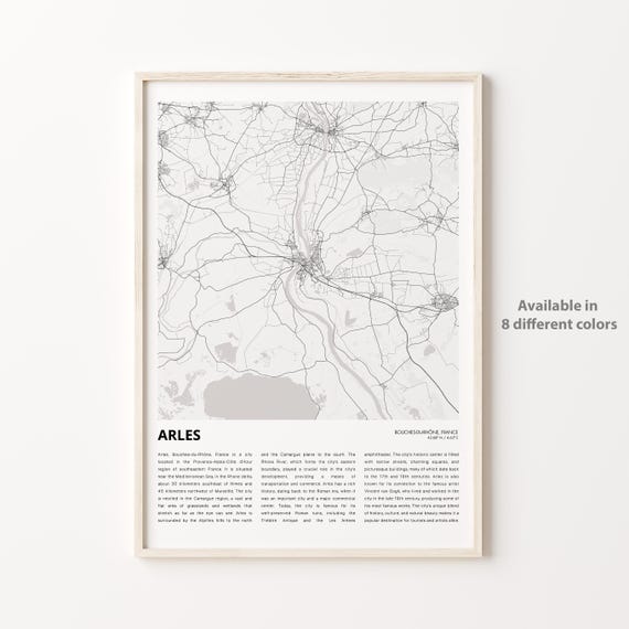 Arles Map Print Travel Wall Decor Art Bouchesdurhne Housewarming Gift
