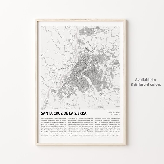 Santa Cruz de la Sierra Bolivia Minimalist City Street Map Art Print