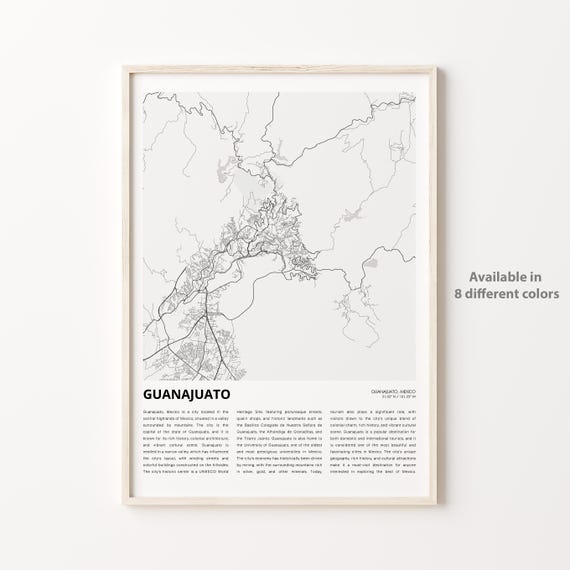 Guanajuato Map Print Travel Wall Decor Art Housewarming Gift