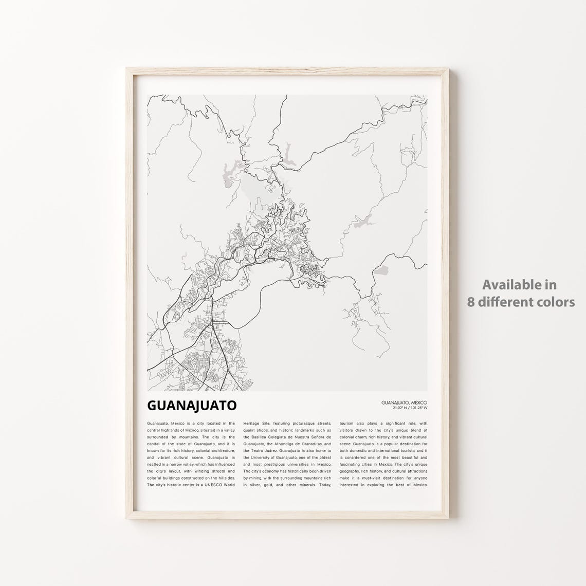 Guanajuato Map Print Travel Wall Decor Art Housewarming Gift