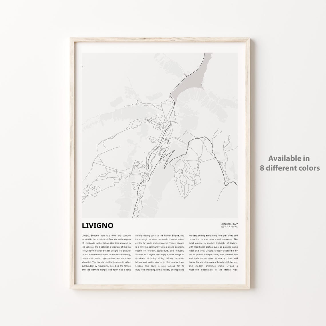 Livigno Map Print Travel Wall Decor Art Sondrio Housewarming Gift