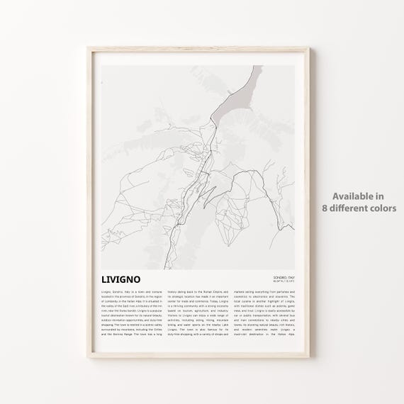 Livigno Map Print Travel Wall Decor Art Sondrio Housewarming Gift